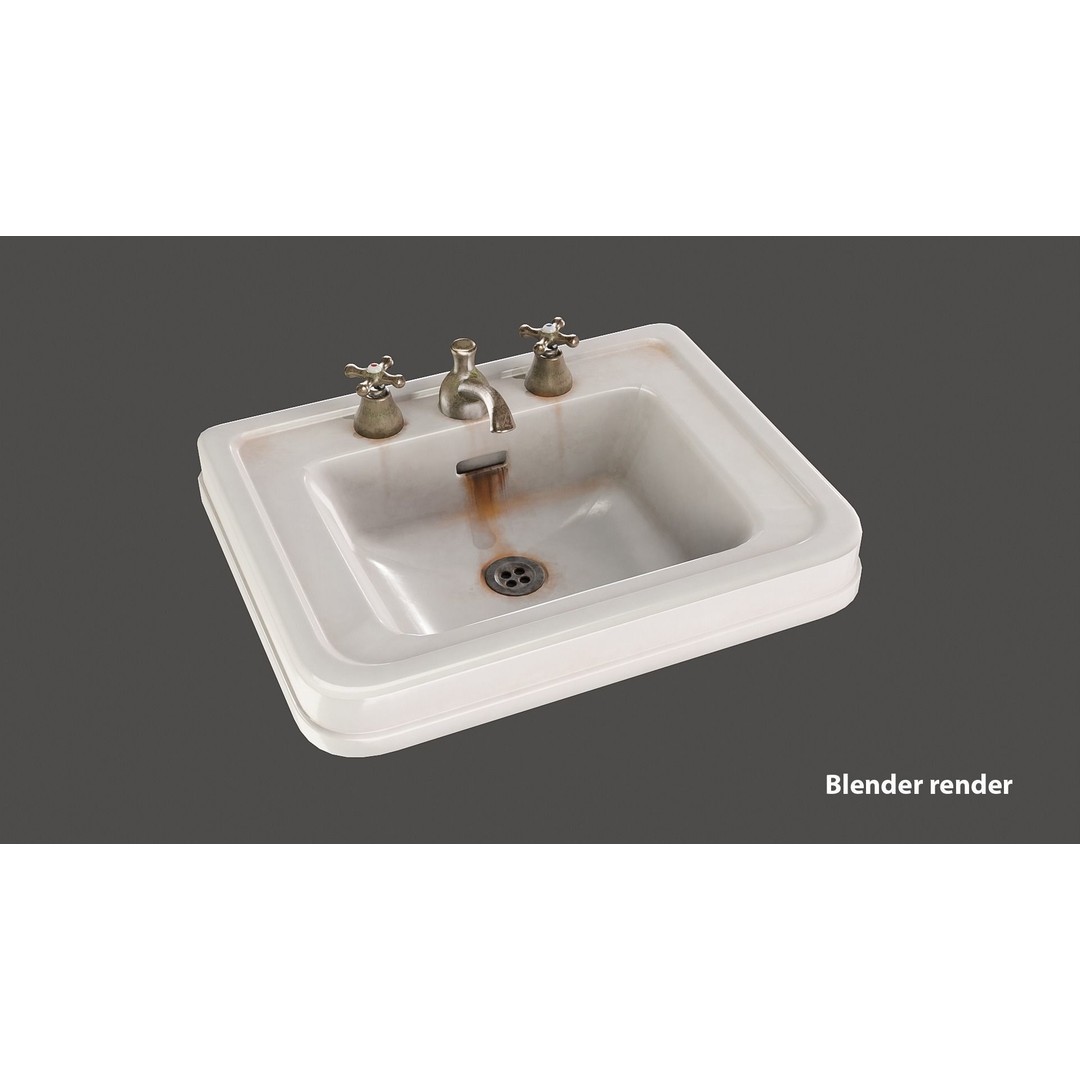 Old Hospital Sink 3D Model – Low Poly Vintage Bathroom Asset, FBX
