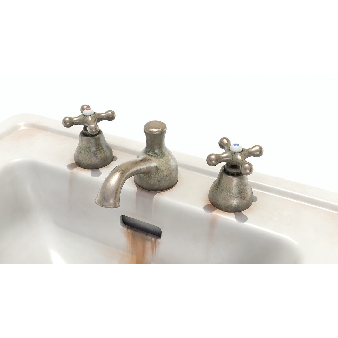 Old Hospital Sink 3D Model – Low Poly Vintage Bathroom Asset, FBX - View 10