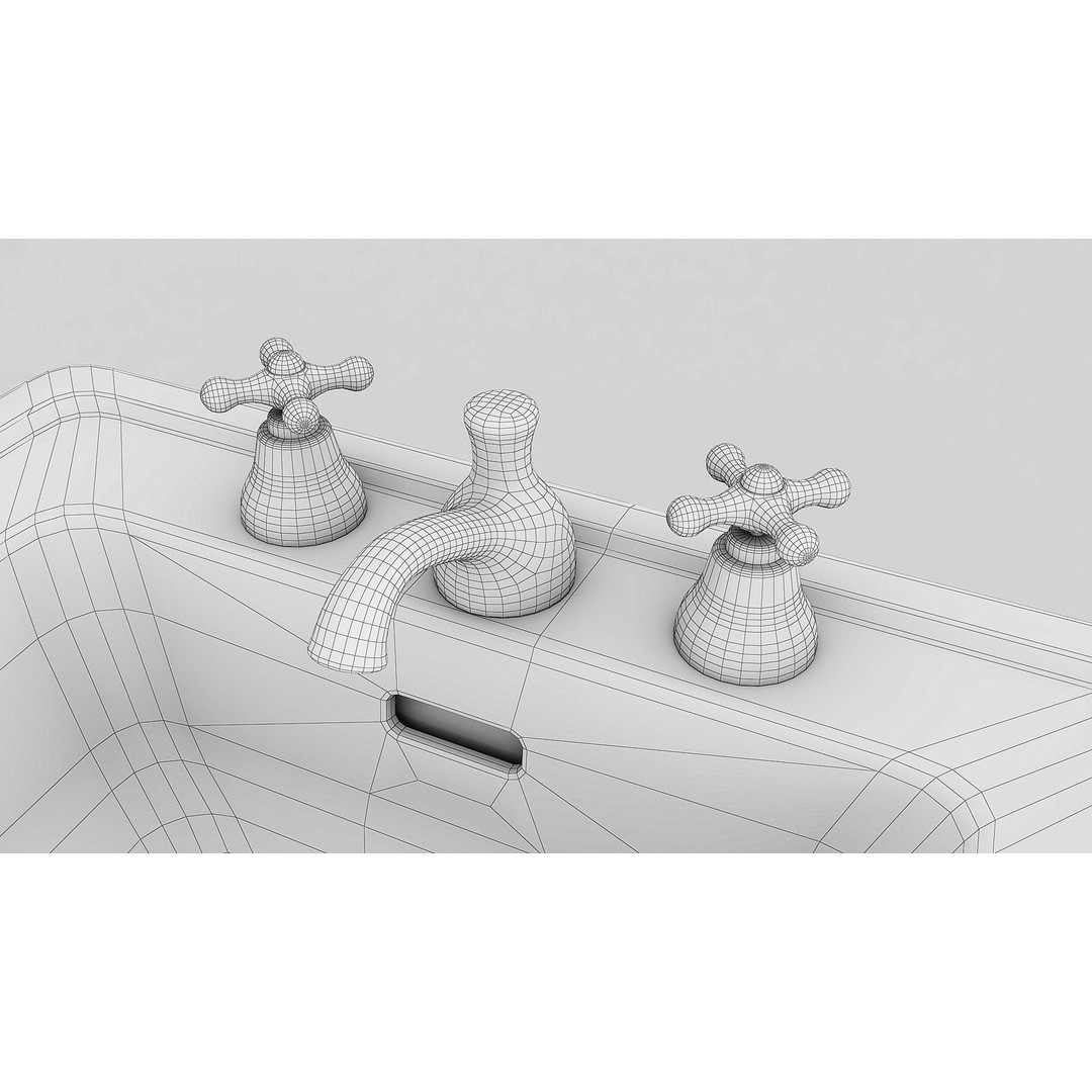 Old Hospital Sink 3D Model – Low Poly Vintage Bathroom Asset, FBX - View 11