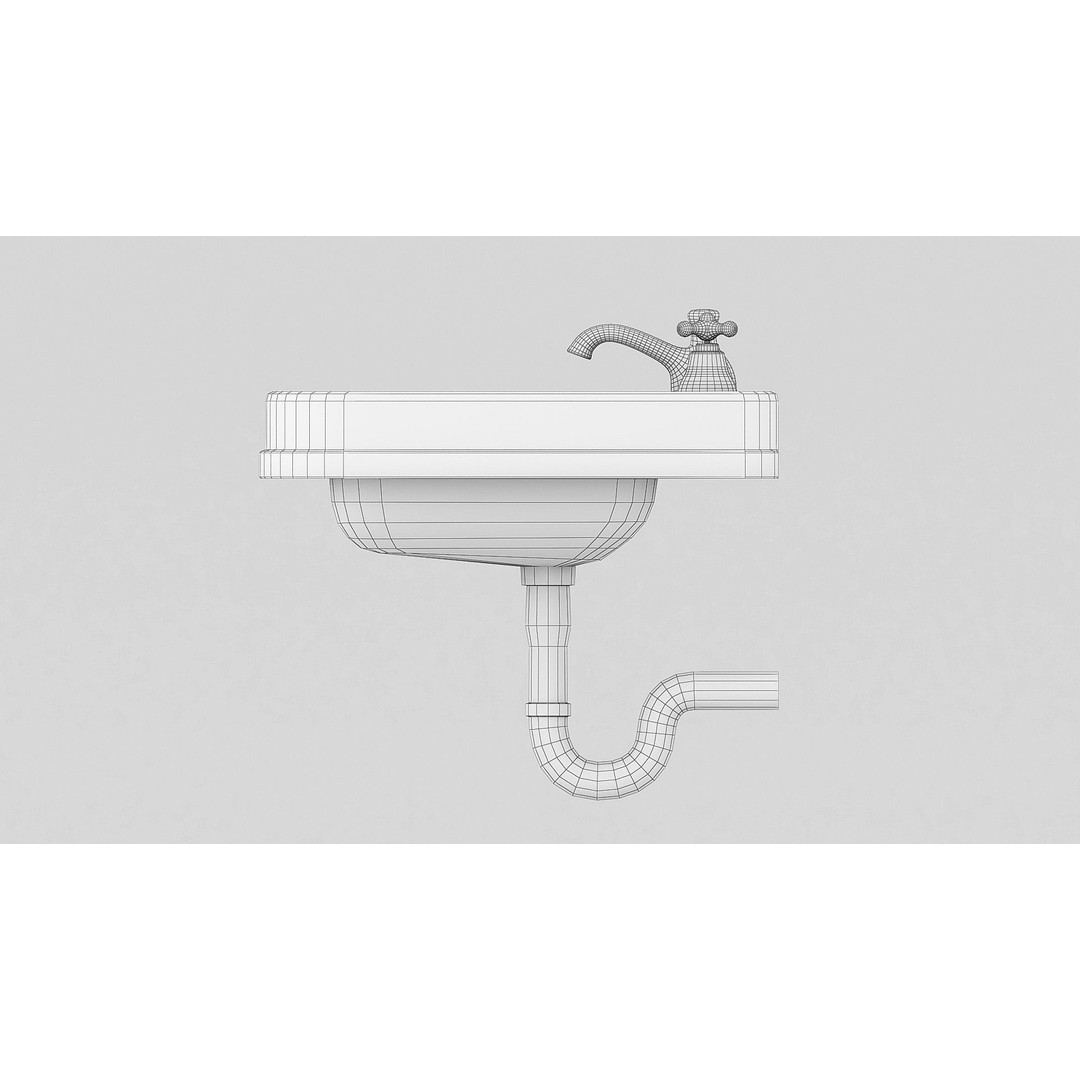 Old Hospital Sink 3D Model – Low Poly Vintage Bathroom Asset, FBX - View 13