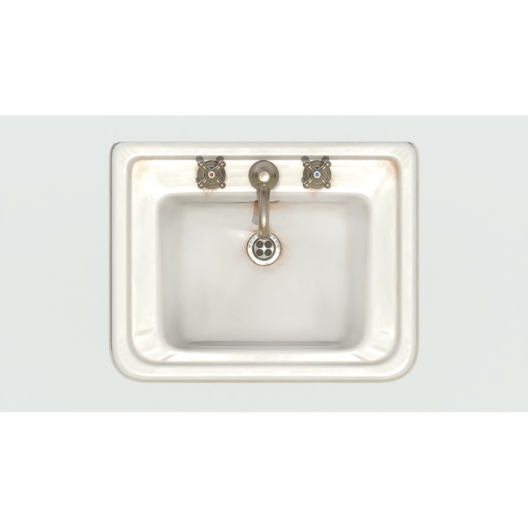 Old Hospital Sink 3D Model – Low Poly Vintage Bathroom Asset, FBX - View 6