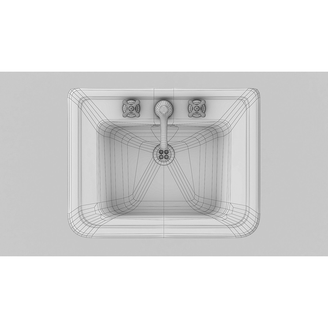 Old Hospital Sink 3D Model – Low Poly Vintage Bathroom Asset, FBX - View 7