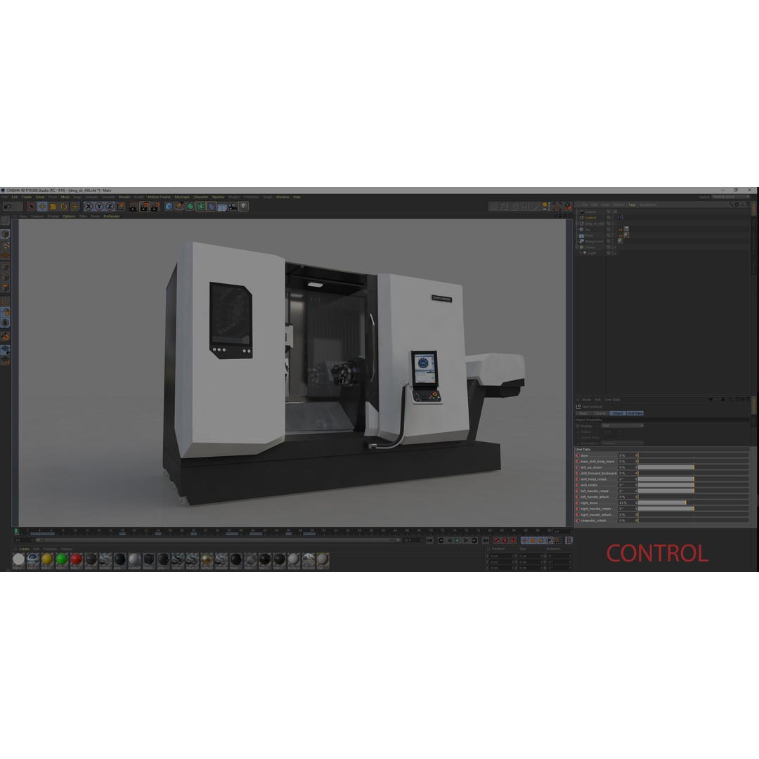 Milling Machine 3D Model – Rigged Industrial Asset, FBX, OBJ