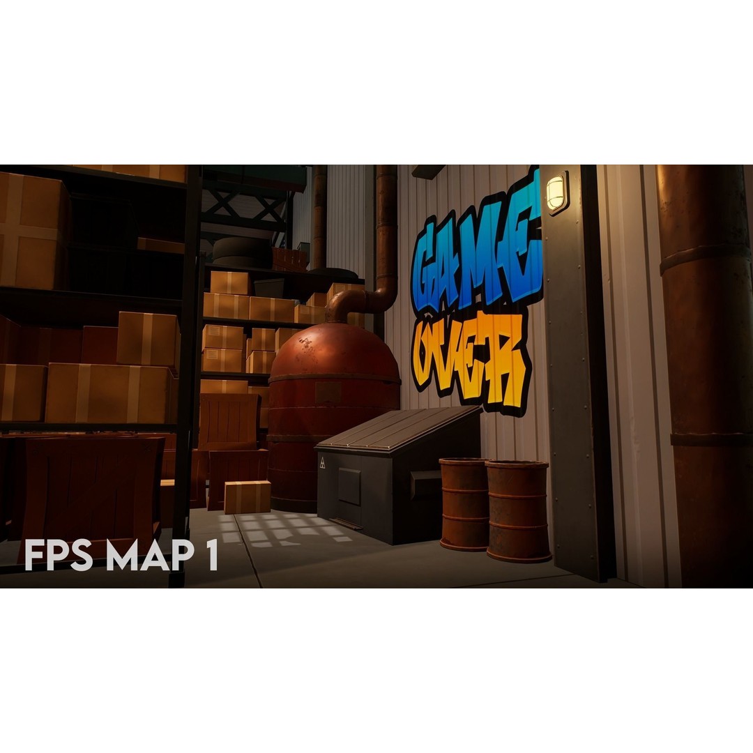 Warehouse 3D Model – Stylized Low Poly FPS Map, Game Ready, FBX - View 3