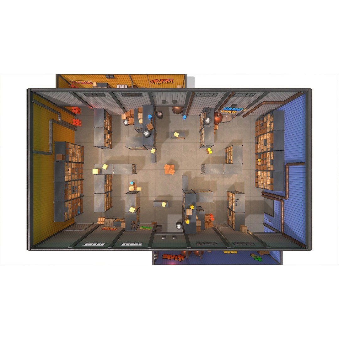 Warehouse 3D Model – Stylized Low Poly FPS Map, Game Ready, FBX - View 8
