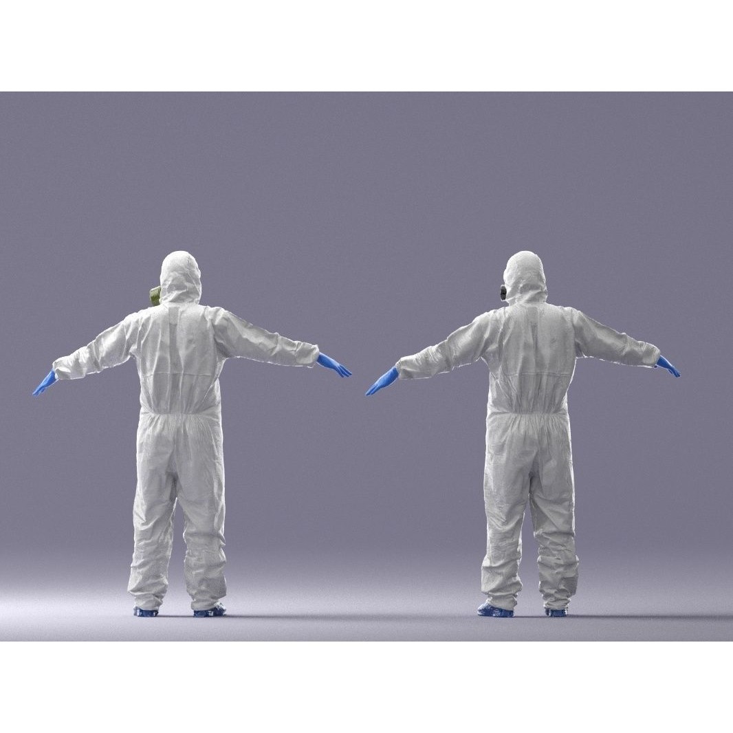 Disinfector 3D Model – Low Poly Character in Hazmat Suit, FBX - View 11