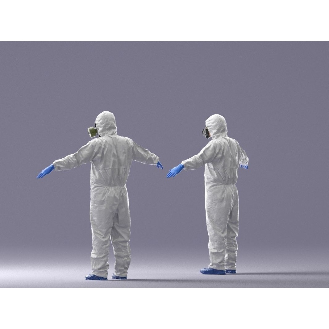 Disinfector 3D Model – Low Poly Character in Hazmat Suit, FBX - View 12