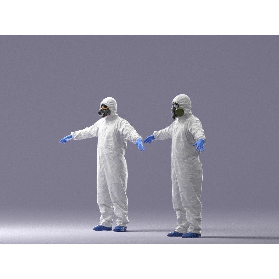 Disinfector 3D Model – Low Poly Character in Hazmat Suit, FBX - View 14