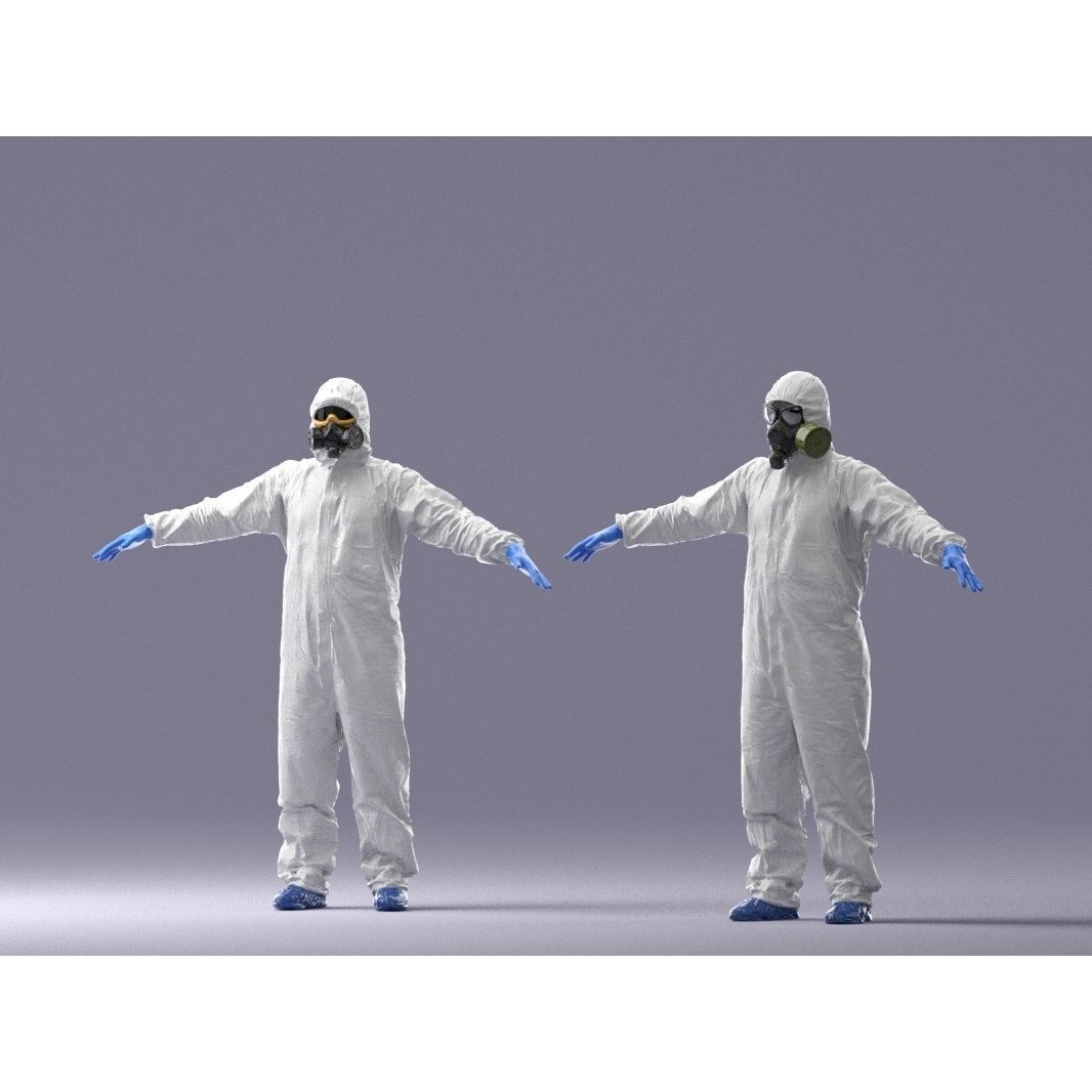 Disinfector 3D Model – Low Poly Character in Hazmat Suit, FBX - View 15