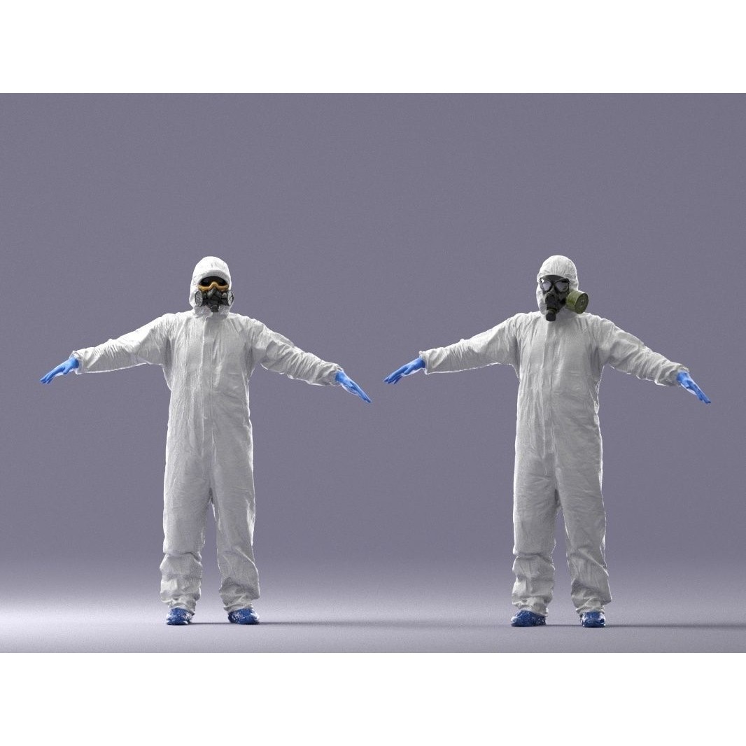 Disinfector 3D Model – Low Poly Character in Hazmat Suit, FBX - View 16