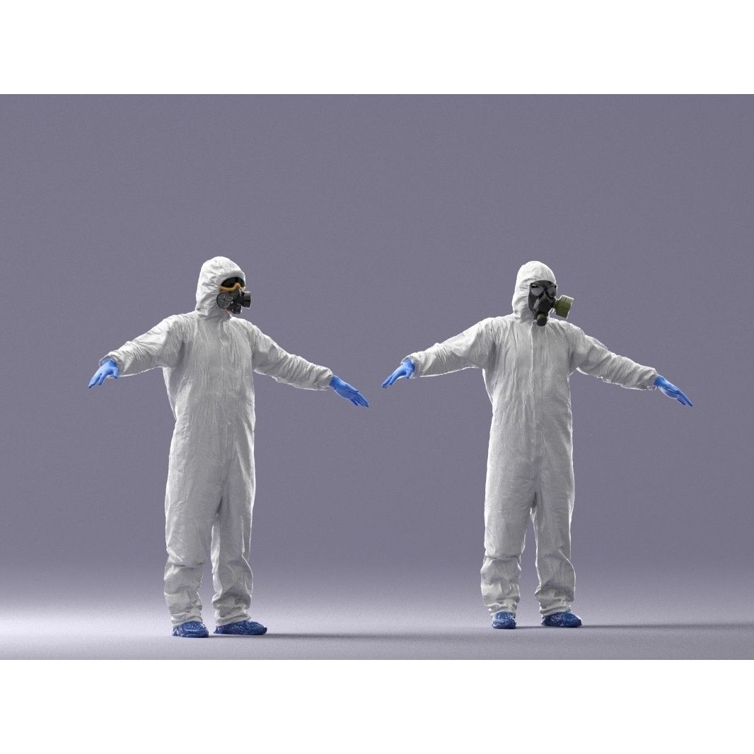 Disinfector 3D Model – Low Poly Character in Hazmat Suit, FBX - View 6