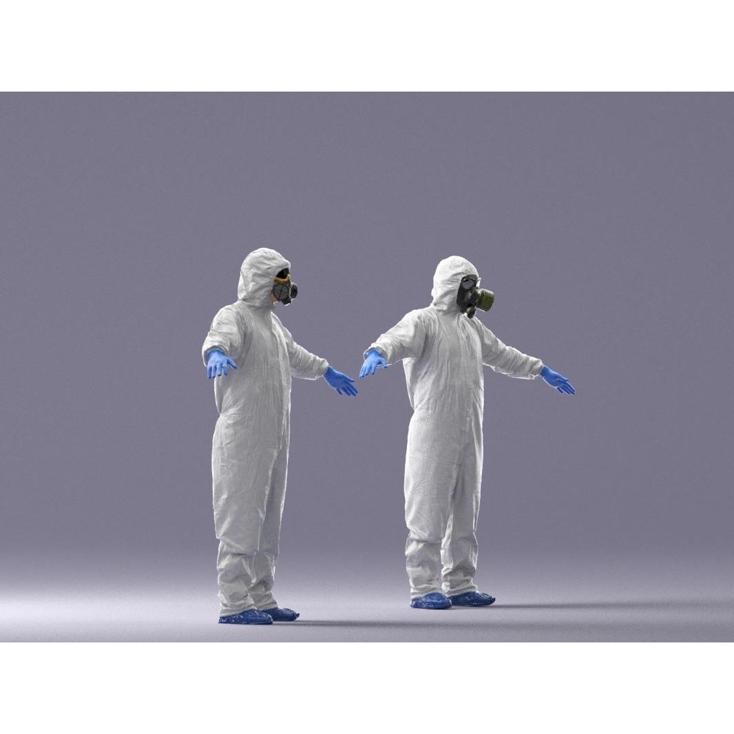 Disinfector 3D Model – Low Poly Character in Hazmat Suit, FBX - View 7