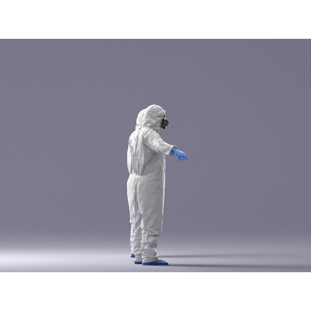 Disinfector 3D Model – Low Poly Character in Hazmat Suit, FBX - View 8