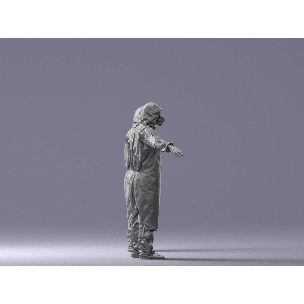 Disinfector 3D Model – Low Poly Character in Hazmat Suit, FBX - View 9