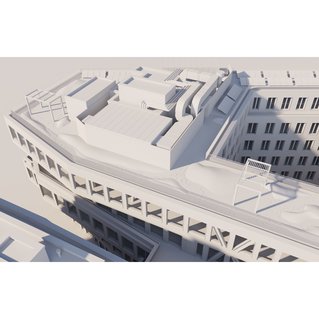 Modern Office Building 3D Model – Detailed Contemporary Design, FBX - View 10