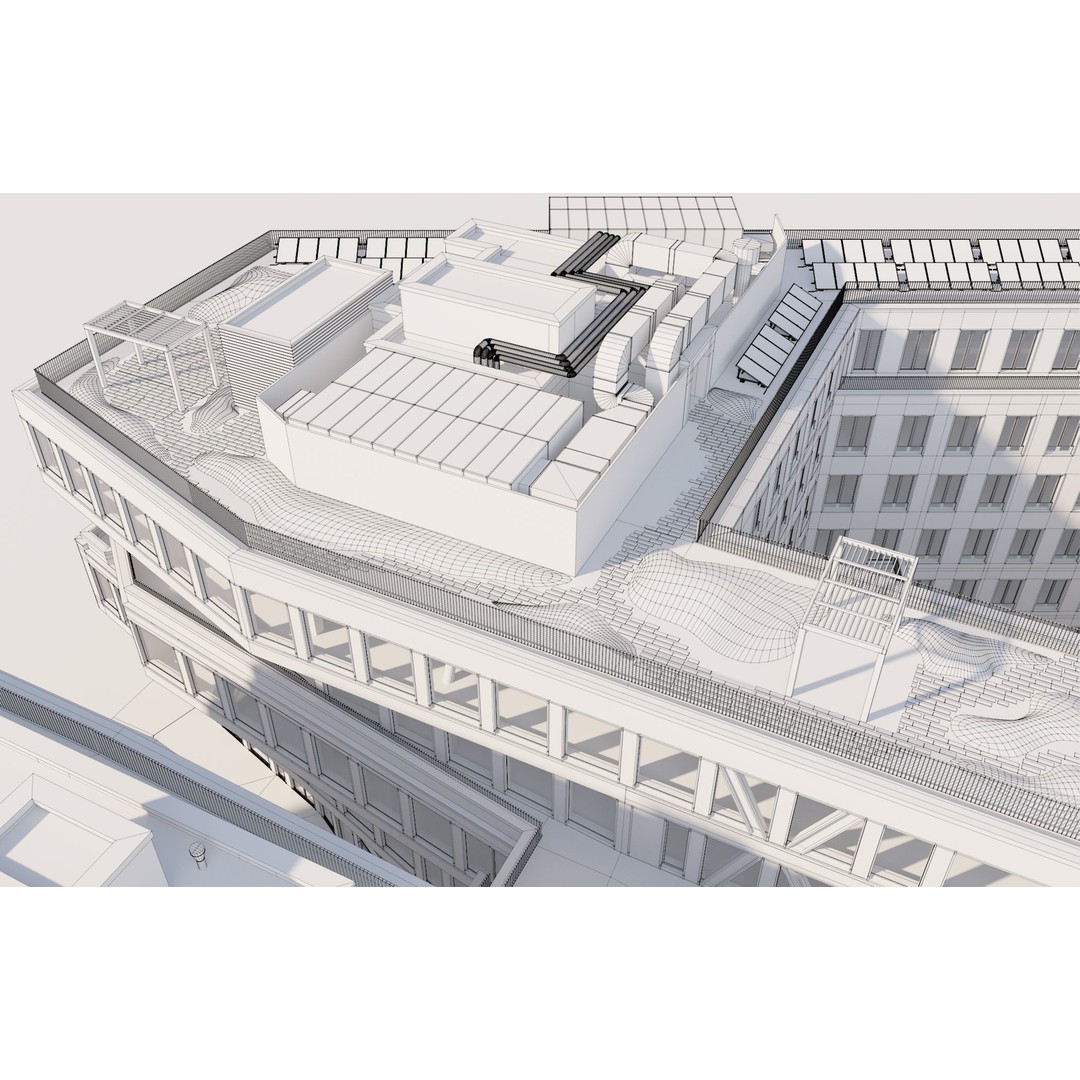 Modern Office Building 3D Model – Detailed Contemporary Design, FBX - View 11