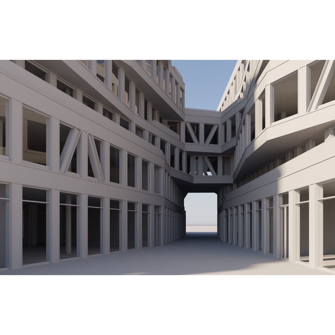 Modern Office Building 3D Model – Detailed Contemporary Design, FBX - View 16