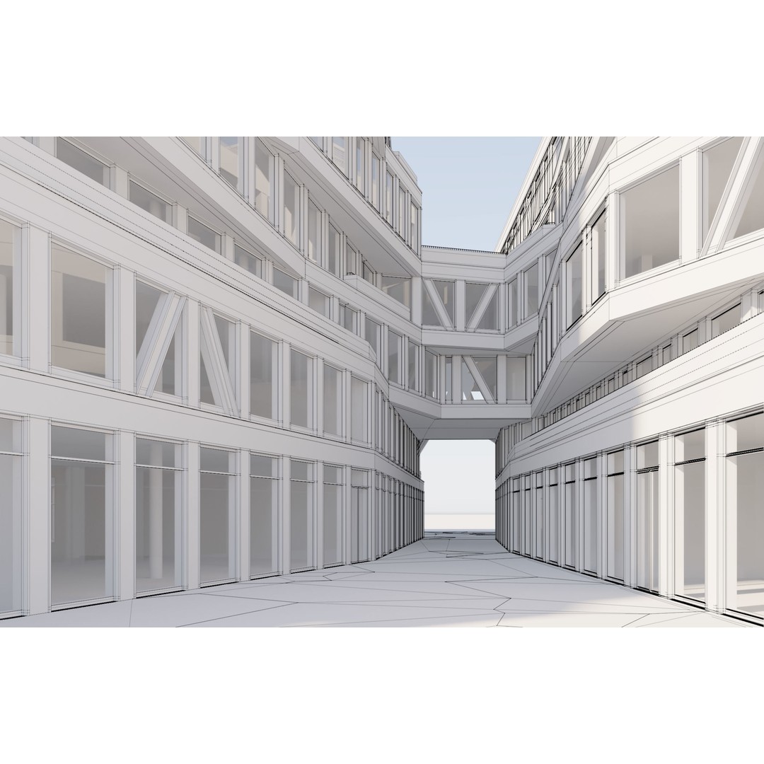 Modern Office Building 3D Model – Detailed Contemporary Design, FBX - View 17