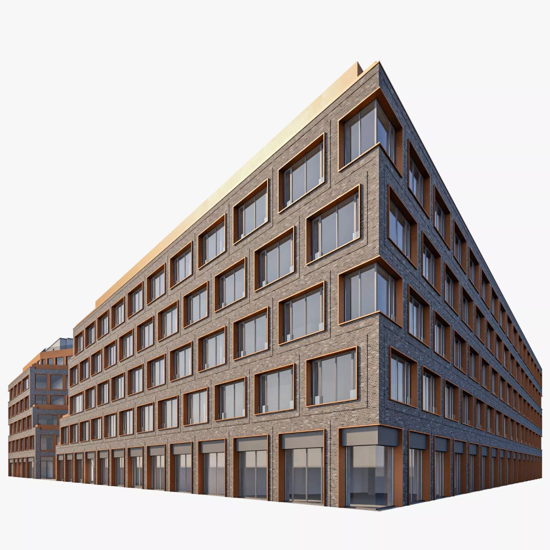 Modern Office Building 3D Model – Detailed Contemporary Design, FBX - View 2