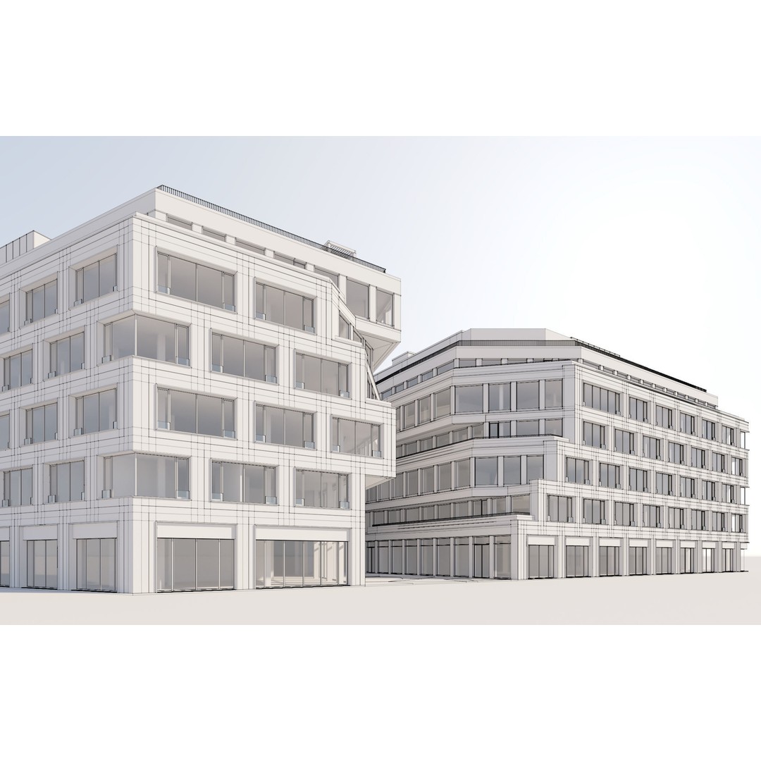 Modern Office Building 3D Model – Detailed Contemporary Design, FBX - View 23