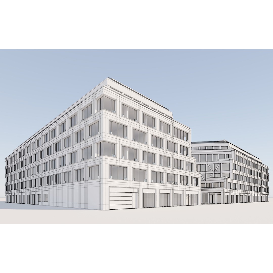 Modern Office Building 3D Model – Detailed Contemporary Design, FBX - View 29