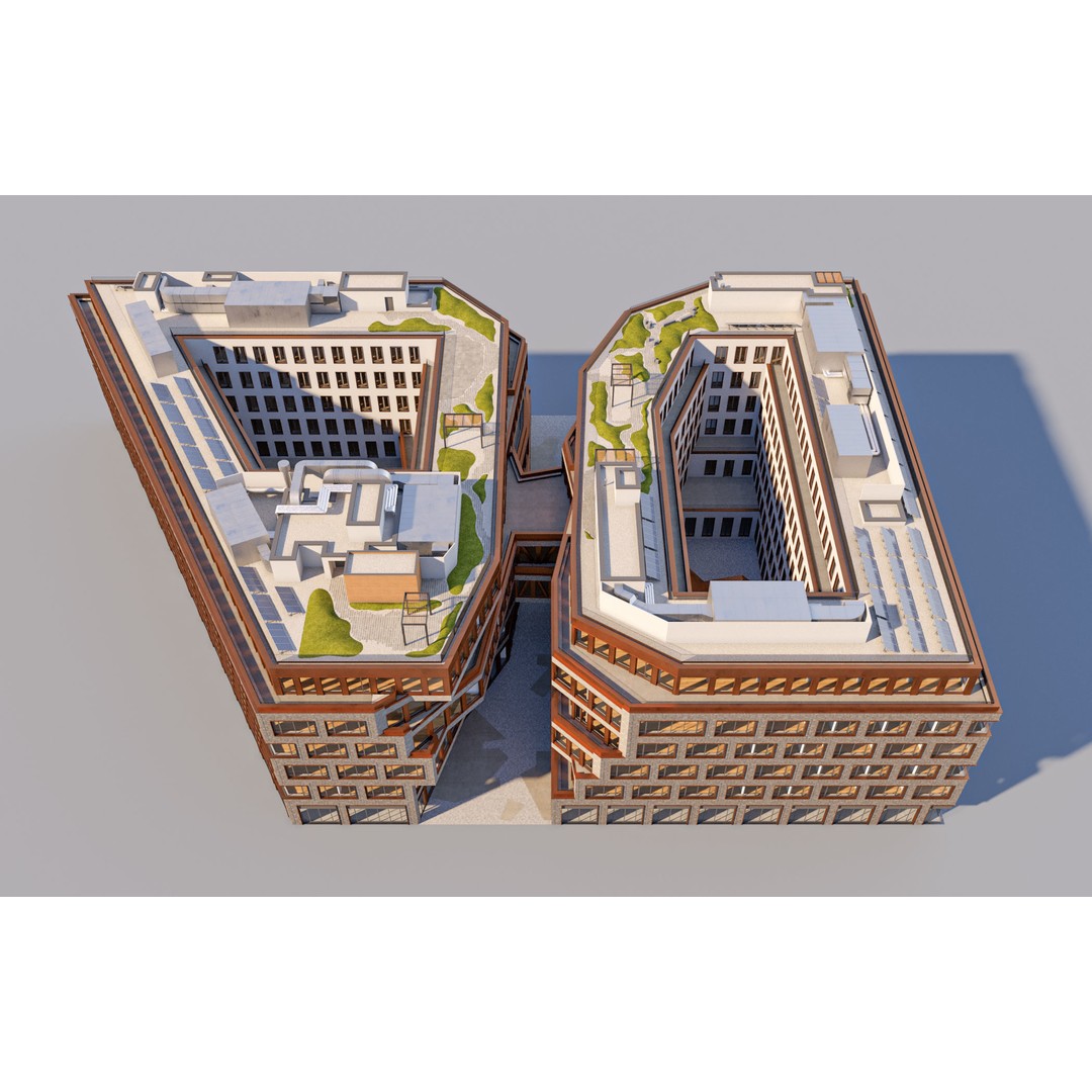 Modern Office Building 3D Model – Detailed Contemporary Design, FBX - View 33