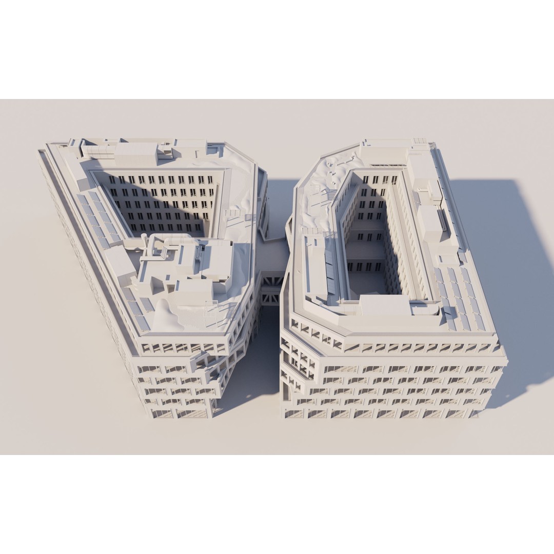 Modern Office Building 3D Model – Detailed Contemporary Design, FBX - View 34