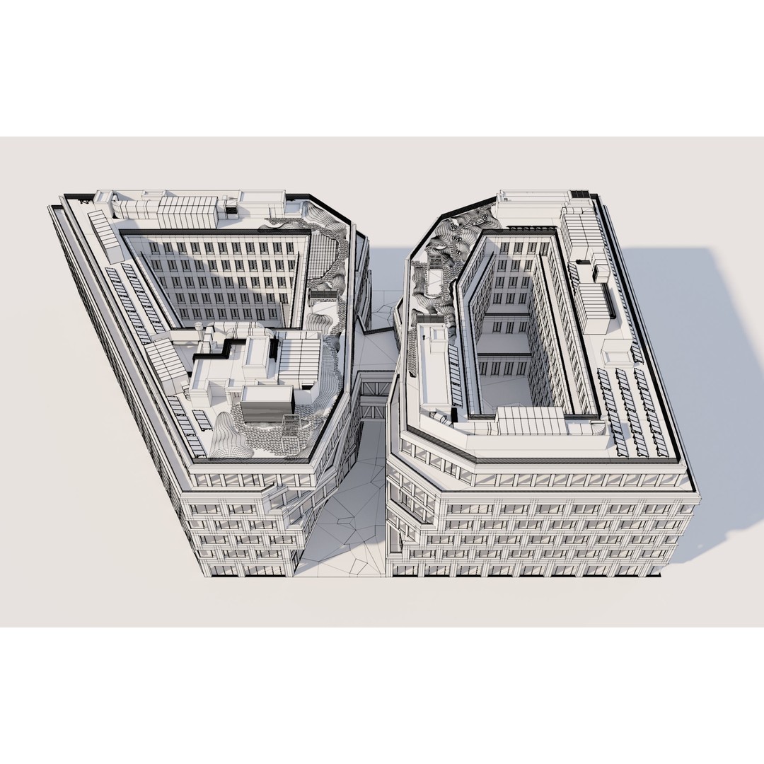 Modern Office Building 3D Model – Detailed Contemporary Design, FBX - View 35
