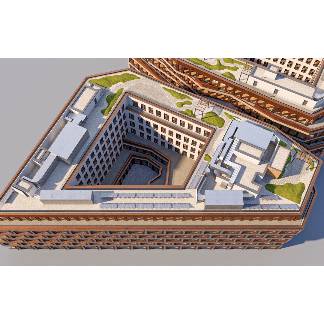 Modern Office Building 3D Model – Detailed Contemporary Design, FBX - View 36