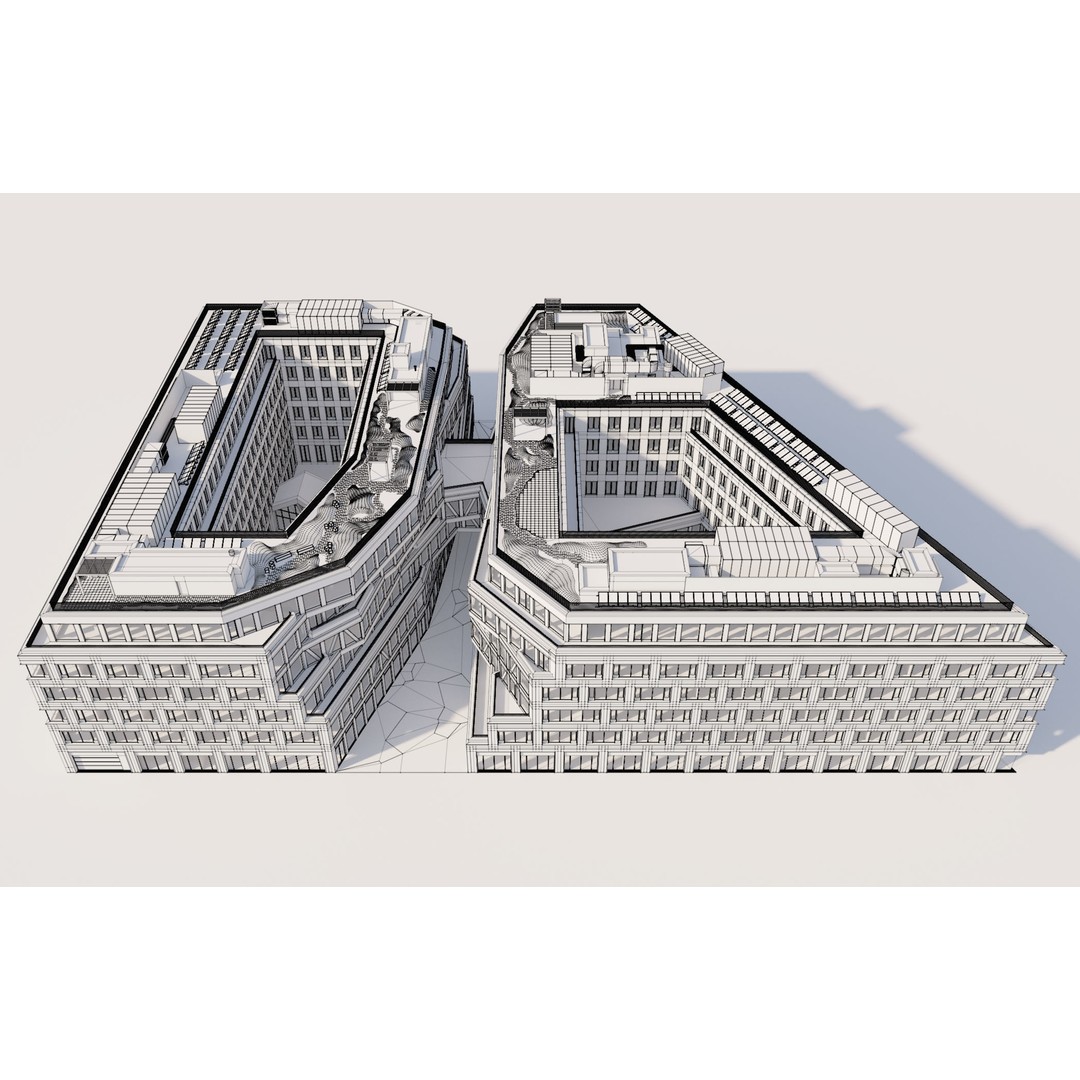 Modern Office Building 3D Model – Detailed Contemporary Design, FBX - View 5