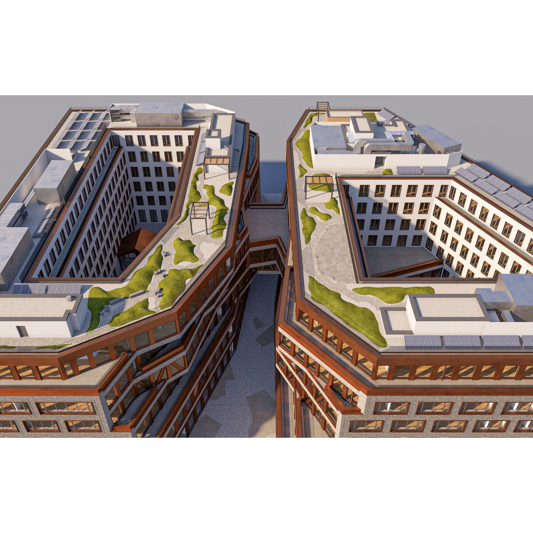 Modern Office Building 3D Model – Detailed Contemporary Design, FBX - View 6