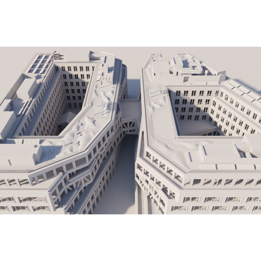 Modern Office Building 3D Model – Detailed Contemporary Design, FBX - View 7