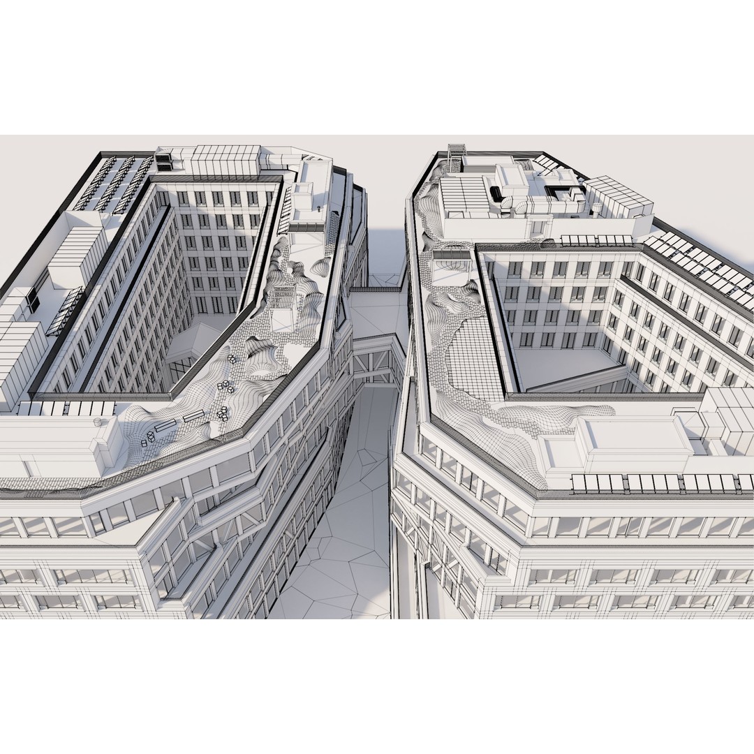 Modern Office Building 3D Model – Detailed Contemporary Design, FBX - View 8