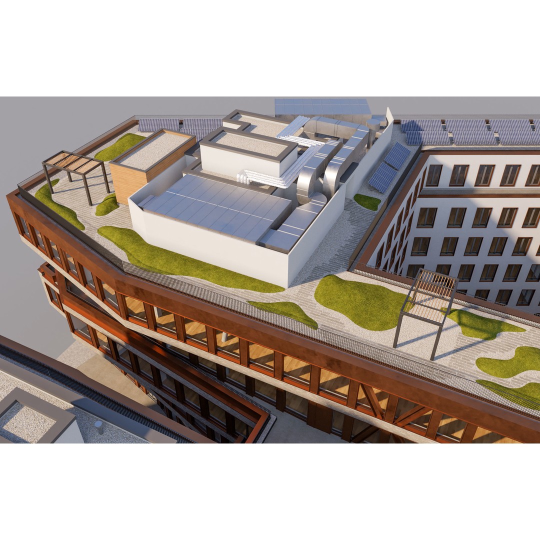 Modern Office Building 3D Model – Detailed Contemporary Design, FBX - View 9