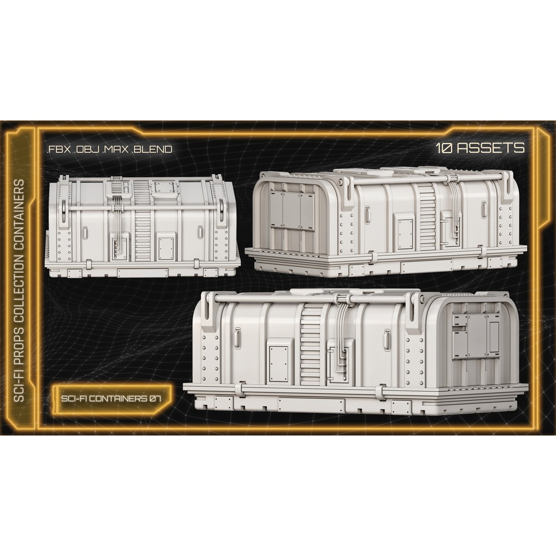 Sci-Fi Containers 3D Model – Unique Hard-Surface Props, FBX & OBJ - View 12