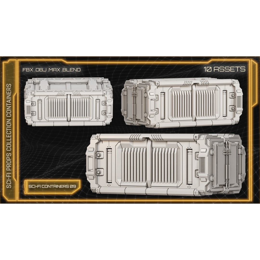 Sci-Fi Containers 3D Model – Unique Hard-Surface Props, FBX & OBJ - View 14