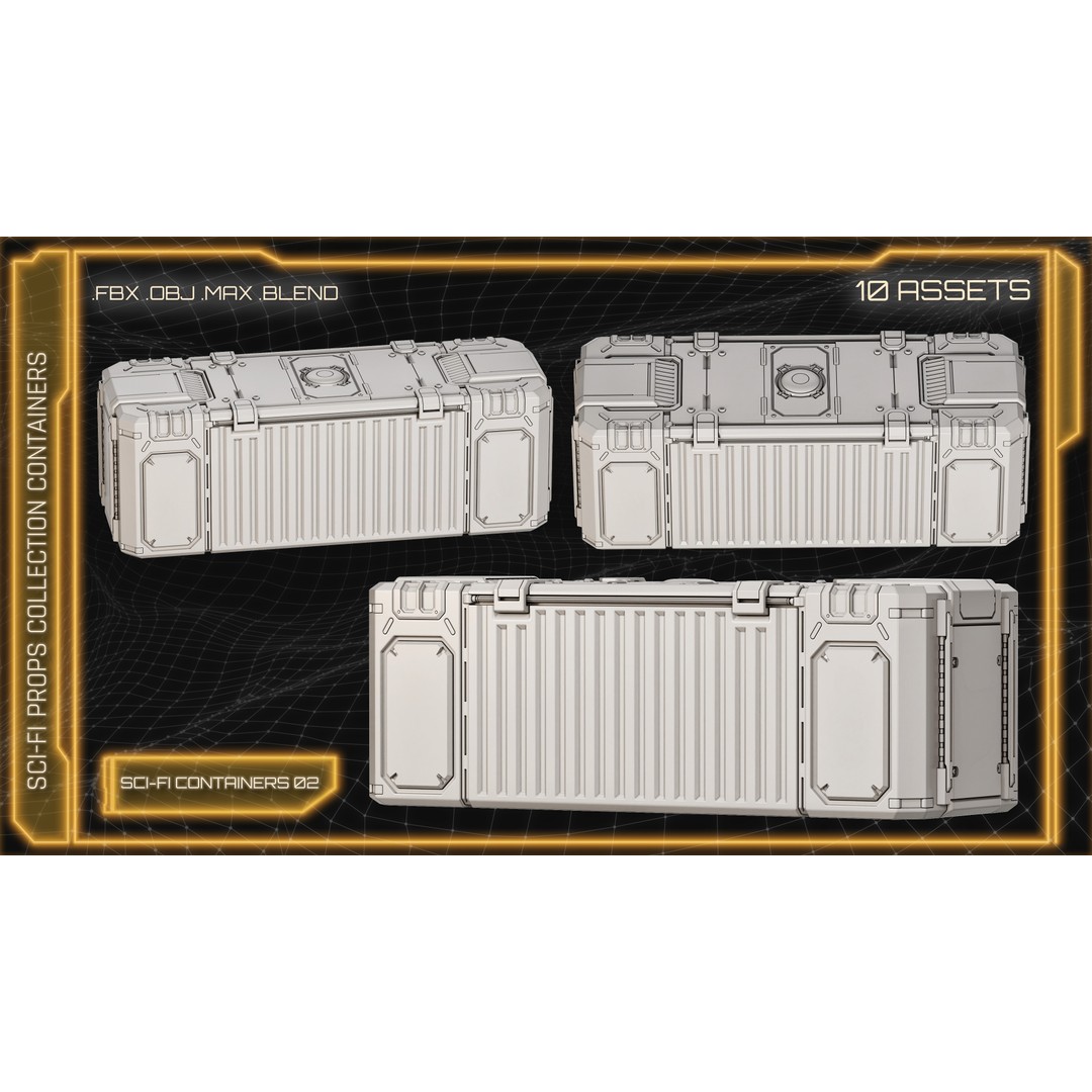 Sci-Fi Containers 3D Model – Unique Hard-Surface Props, FBX & OBJ - View 7