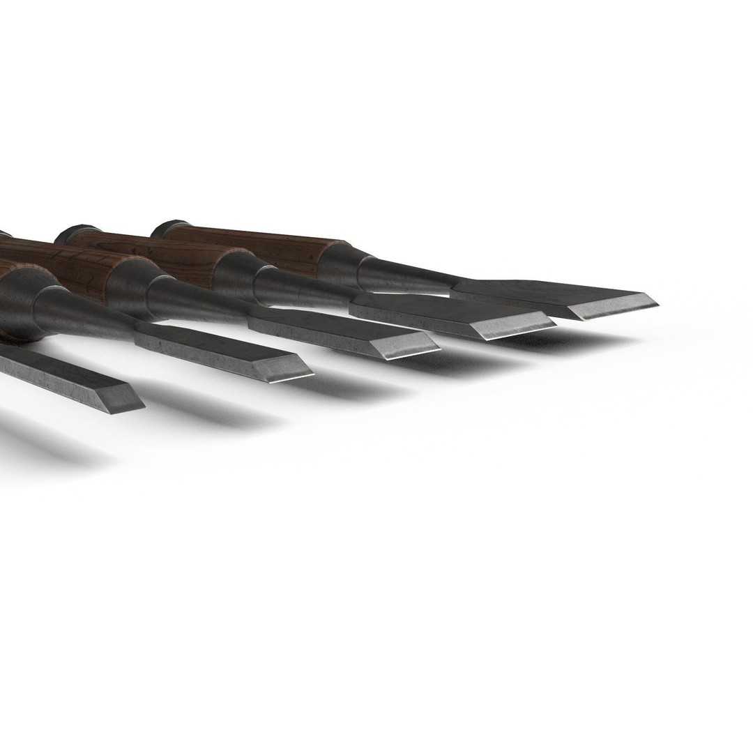 Japanese Chisels 3D Model – Realistic PBR Textures, FBX, OBJ - View 14