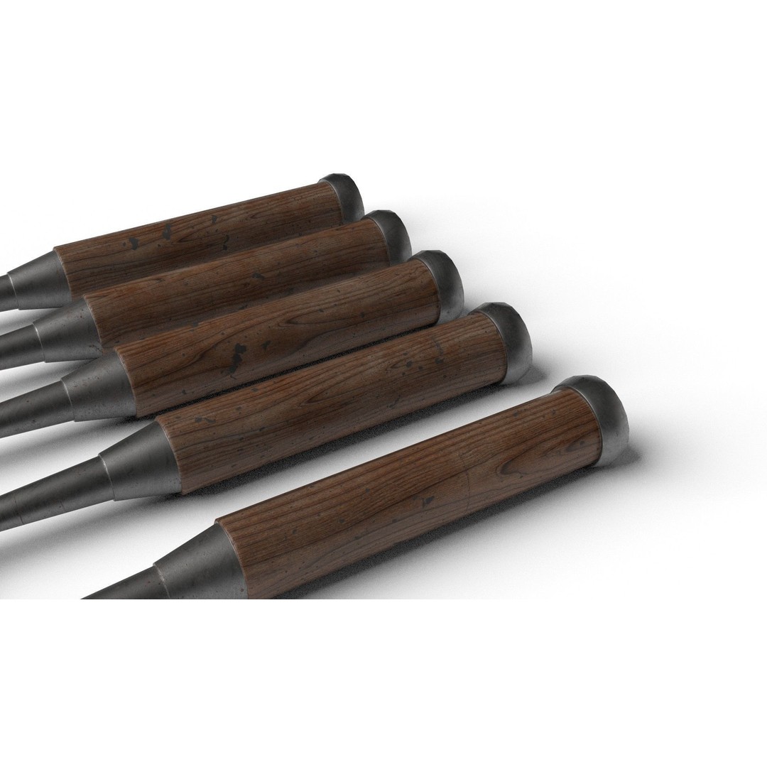 Japanese Chisels 3D Model – Realistic PBR Textures, FBX, OBJ - View 15