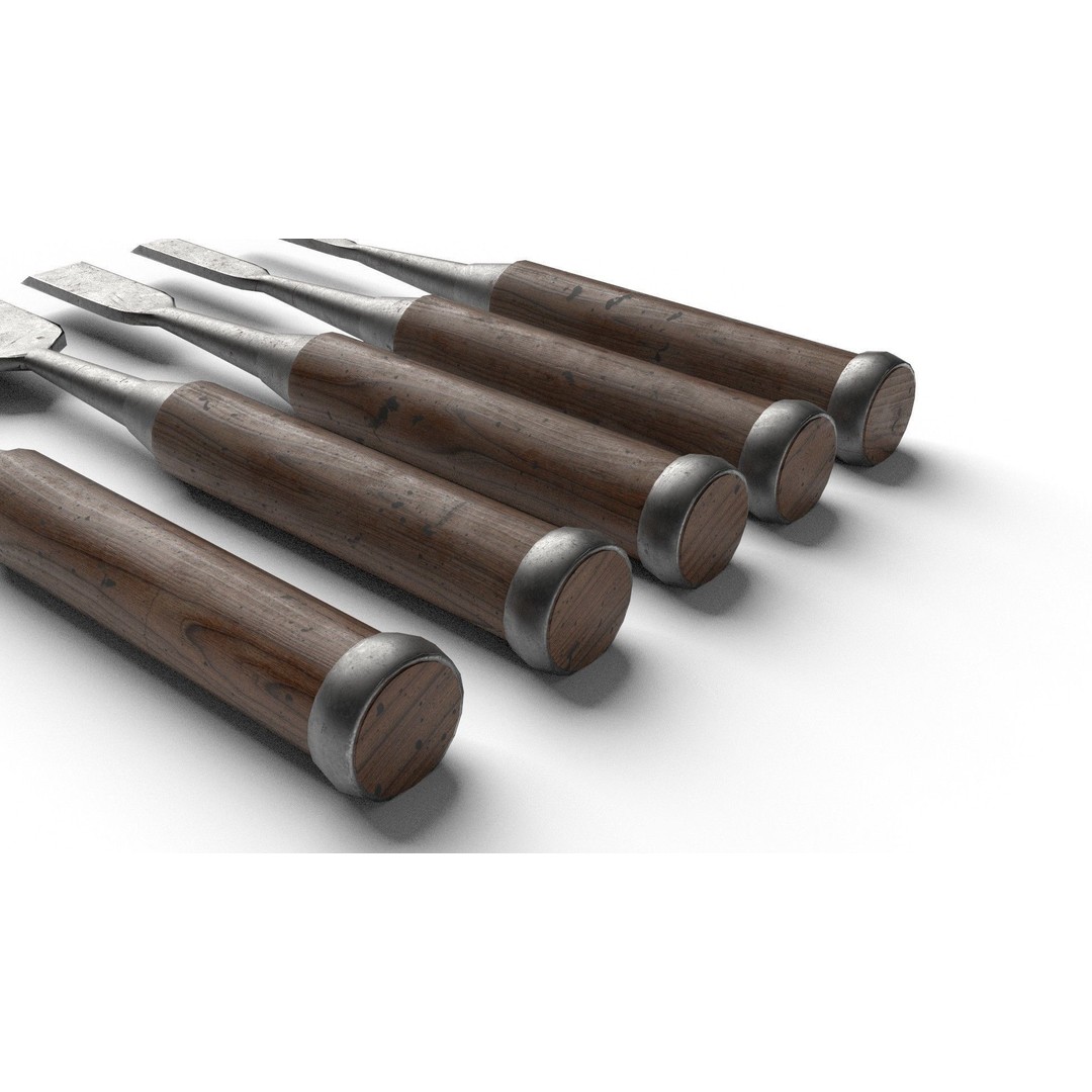 Japanese Chisels 3D Model – Realistic PBR Textures, FBX, OBJ - View 16
