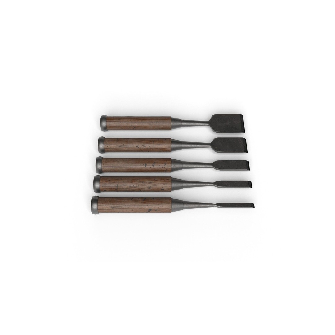 Japanese Chisels 3D Model – Realistic PBR Textures, FBX, OBJ - View 19