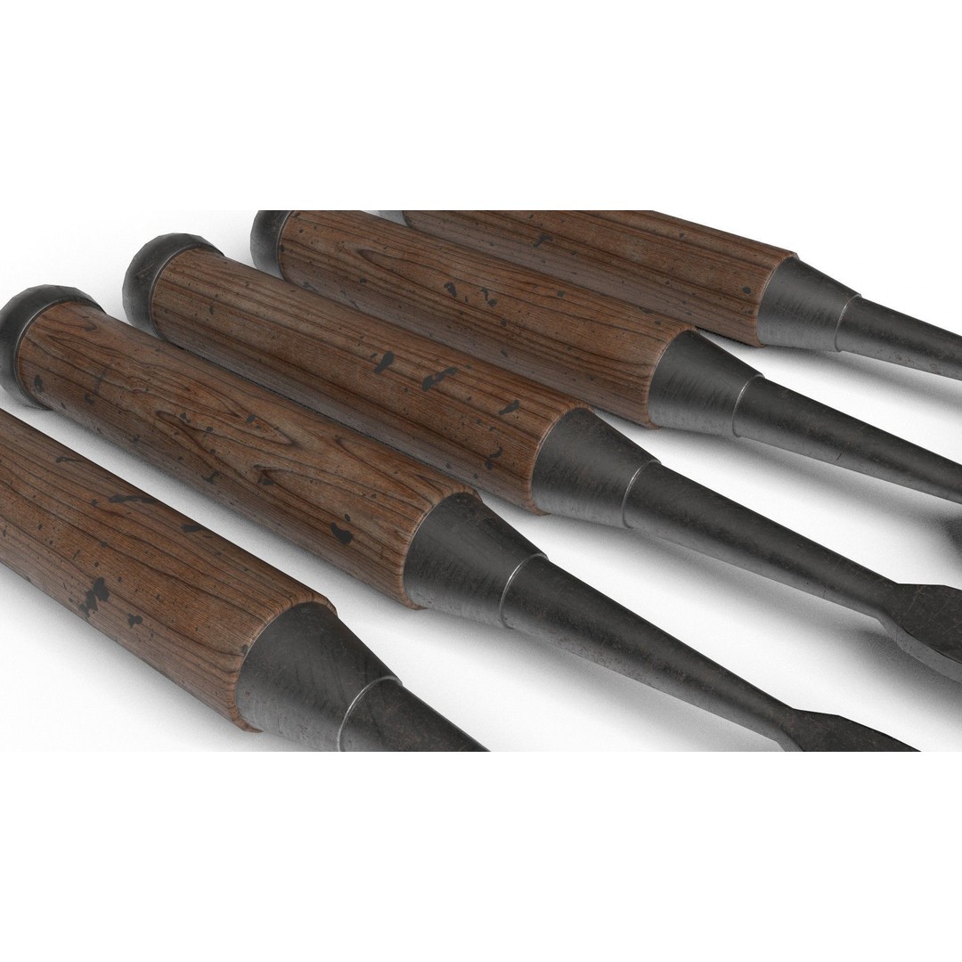 Japanese Chisels 3D Model – Realistic PBR Textures, FBX, OBJ - View 20