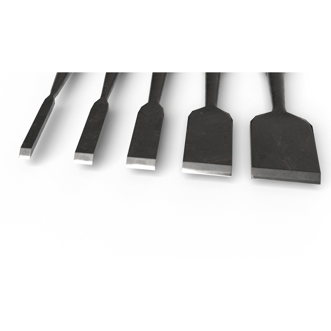 Japanese Chisels 3D Model – Realistic PBR Textures, FBX, OBJ - View 21