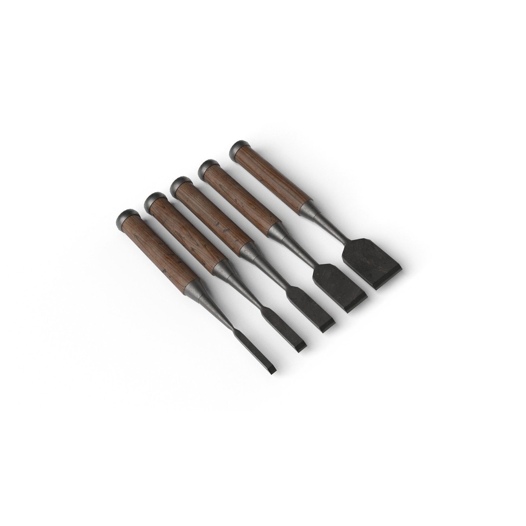 Japanese Chisels 3D Model – Realistic PBR Textures, FBX, OBJ - View 22