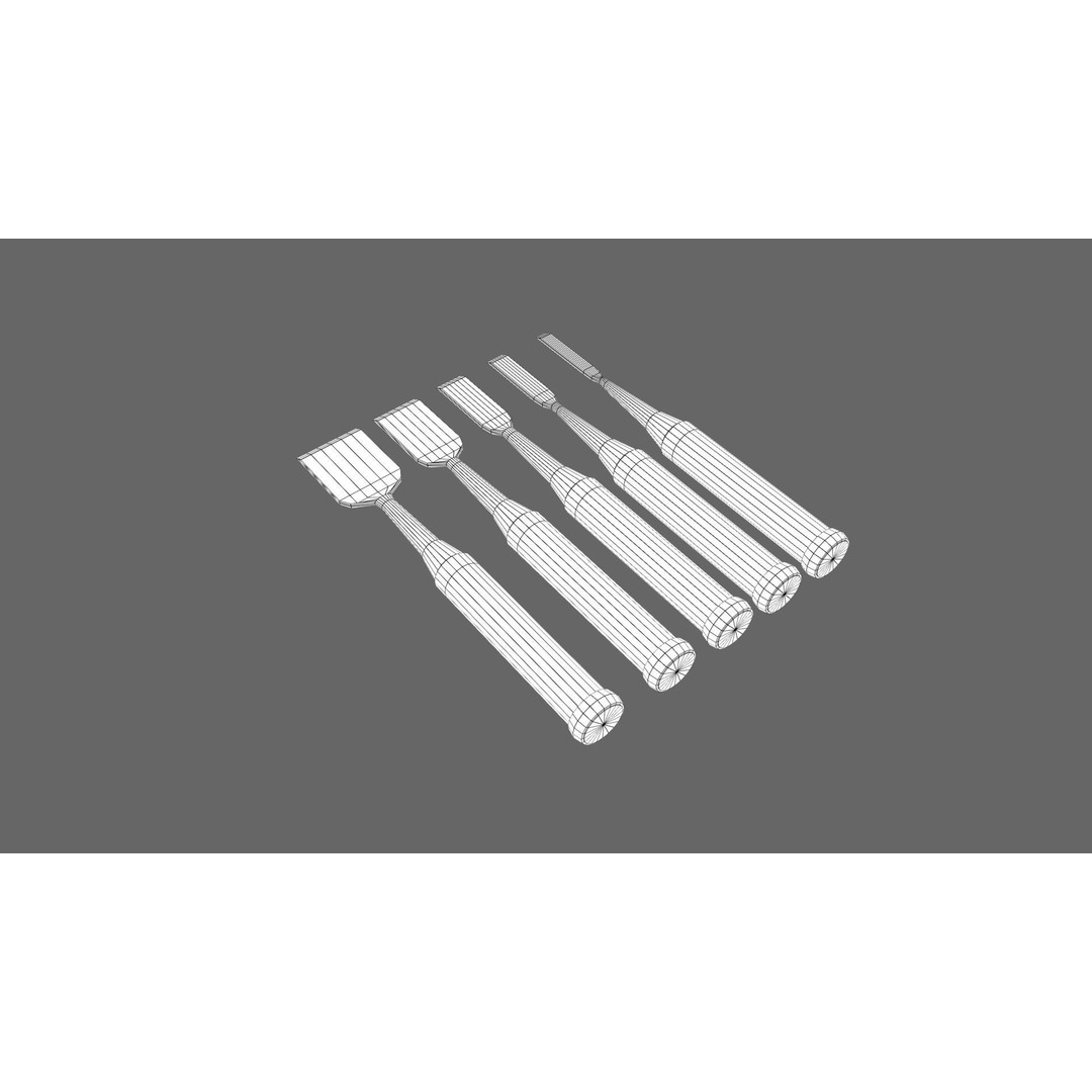 Japanese Chisels 3D Model – Realistic PBR Textures, FBX, OBJ - View 23