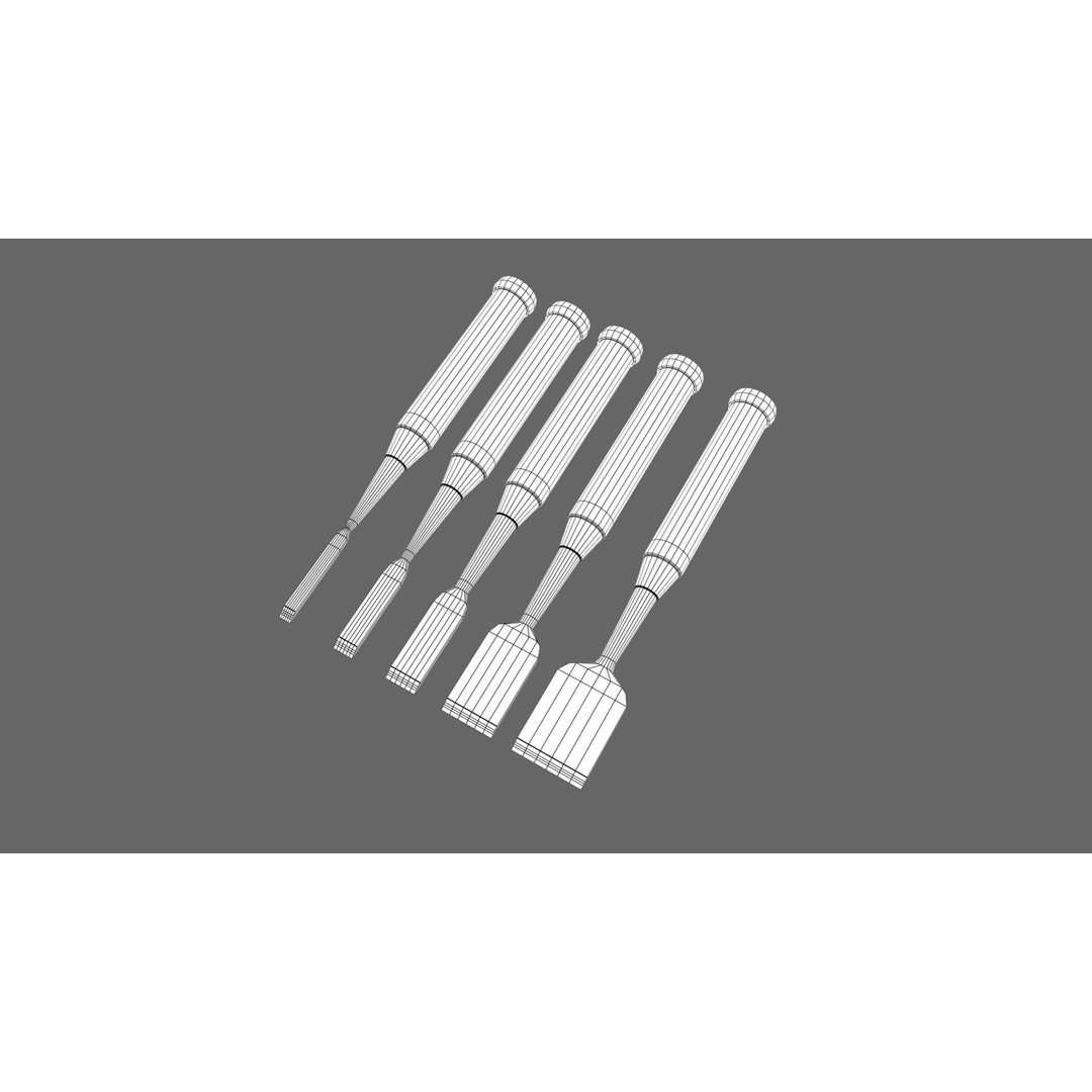 Japanese Chisels 3D Model – Realistic PBR Textures, FBX, OBJ - View 24
