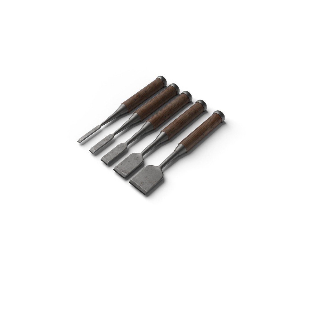 Japanese Chisels 3D Model – Realistic PBR Textures, FBX, OBJ - View 3