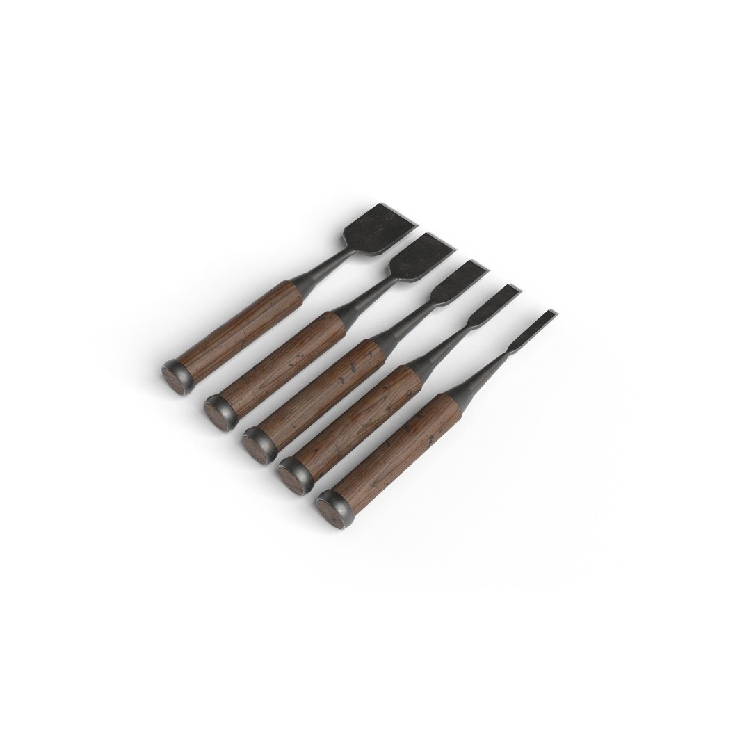 Japanese Chisels 3D Model – Realistic PBR Textures, FBX, OBJ - View 7