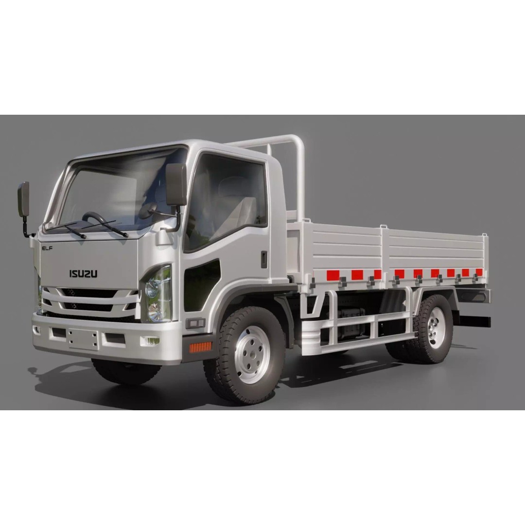 Isuzu Elf Flatbed Truck 3D Model – Rigged Vehicle for Animation, Blender, FBX
