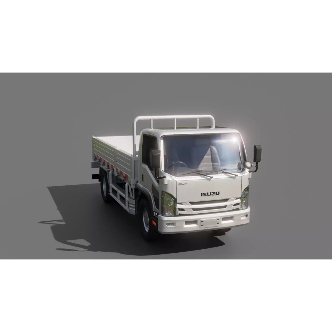 Isuzu Elf Flatbed Truck 3D Model – Rigged Vehicle for Animation, Blender, FBX - View 10